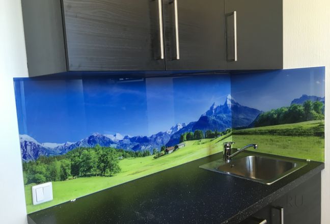 Стеновая панель фото: пейзаж, заказ #КРУТ-691, Серая кухня.