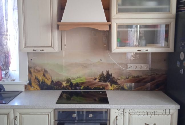 Фартук для кухни фото: пейзаж, заказ #ИНУТ-9490, Белая кухня.