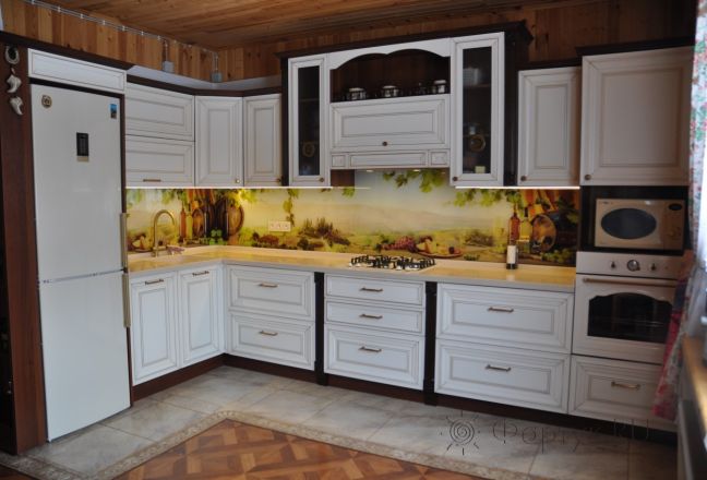 Фартук для кухни фото: пейзаж. вино и виноград, заказ #ИНУТ-730, Белая кухня.