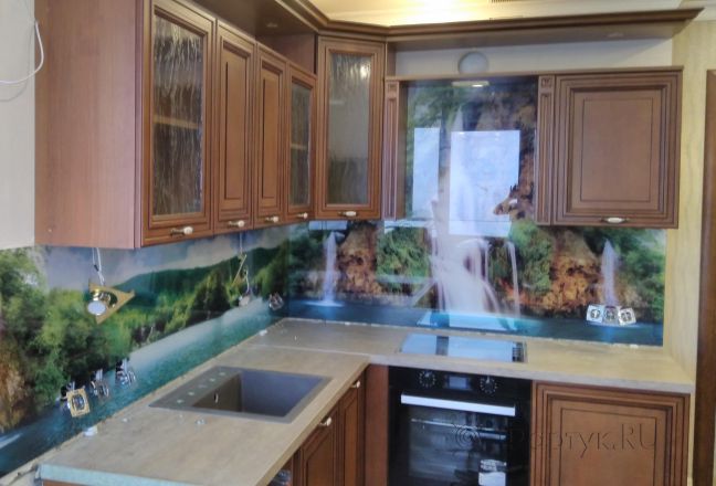 Фартук с фотопечатью фото: пейзаж. водопад, заказ #ИНУТ-493, Коричневая кухня.