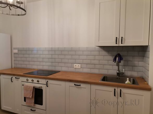 Фартук для кухни фото: плитка под кирпич, заказ #ИНУТ-10901, Белая кухня.