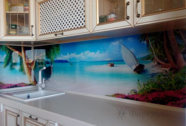 Фартук для кухни фото: пляж, берег с голубым небом, заказ #ИНУТ-1232, Белая кухня. Изображение 111428