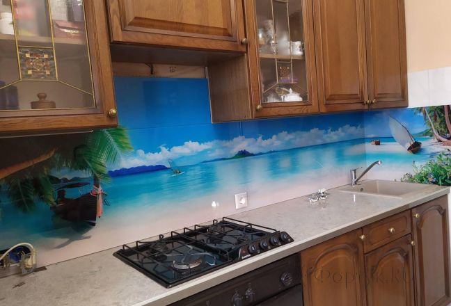 Фартук с фотопечатью фото: пляж, берег с голубым небом, заказ #ИНУТ-9716, Коричневая кухня. Изображение 111428