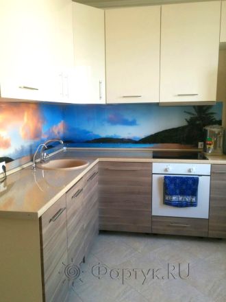 Стеновая панель фото: пляж, острова, заказ #УТ-387, Серая кухня.