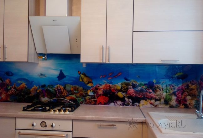 Фартук с фотопечатью фото: подводный мир - красочные рыбки и водоросли, заказ #ИНУТ-849, Коричневая кухня. Изображение 186140