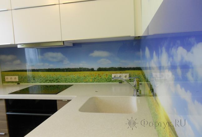 Фартук с фотопечатью фото: поле подсолнухов, заказ #УТ-1717, Коричневая кухня. Изображение 111612
