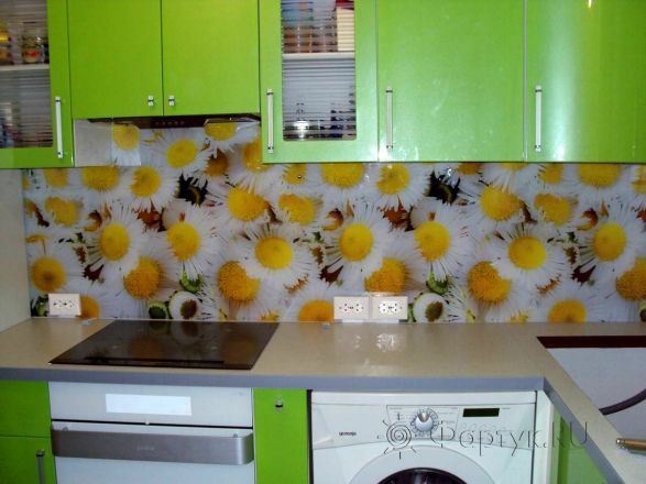 Скинали для кухни фото: полевые ромашки, заказ #НК-1015, Зеленая кухня.