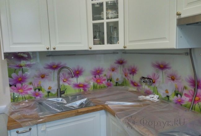 Фартук для кухни фото: полевые цветы, заказ #РРУТ-039, Белая кухня. Изображение 111908