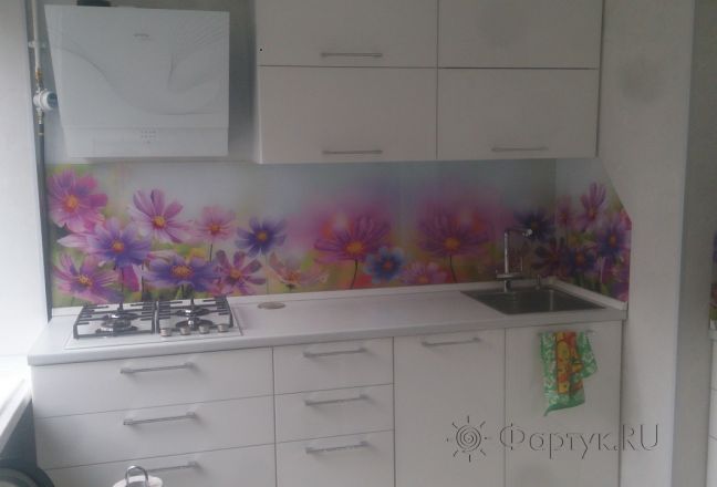 Фартук для кухни фото: полевые цветы, заказ #УТ-502, Белая кухня. Изображение 112908