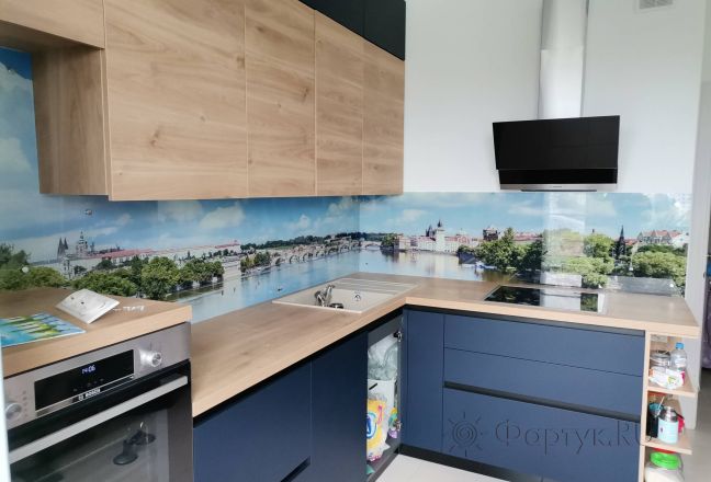 Стеклянная фото панель: прага, чехия, заказ #ИНУТ-12676, Синяя кухня. Изображение 203318