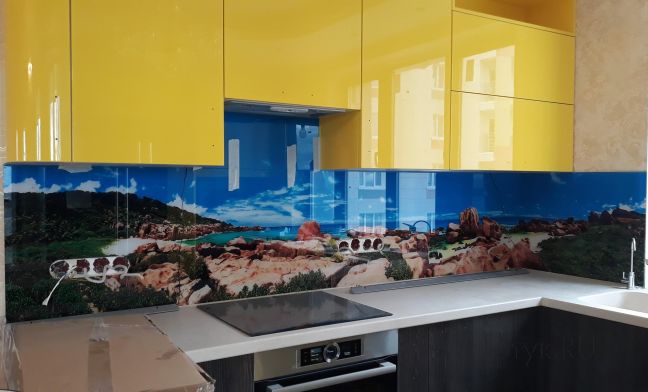 Скинали для кухни фото: природный пейзаж, заказ #ИНУТ-1478, Желтая кухня.