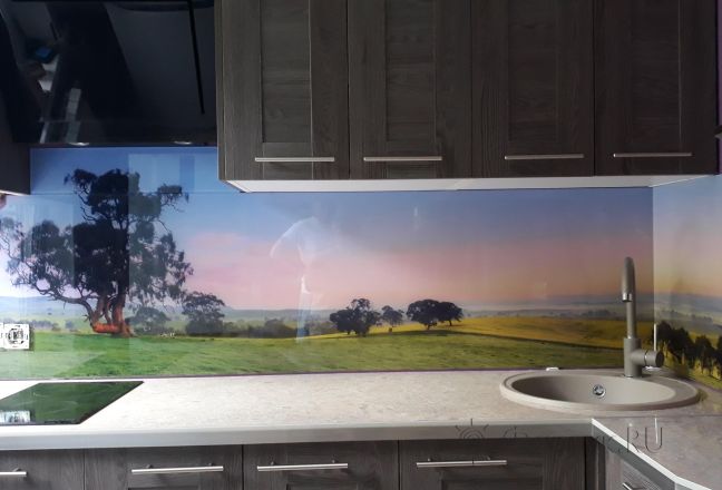 Стеновая панель фото: природный пейзаж, заказ #ИНУТ-1498, Серая кухня. Изображение 121432