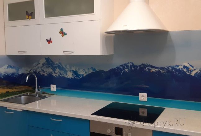 Стеклянная фото панель: природный пейзажм, заказ #КРУТ-3490, Синяя кухня. Изображение 81788