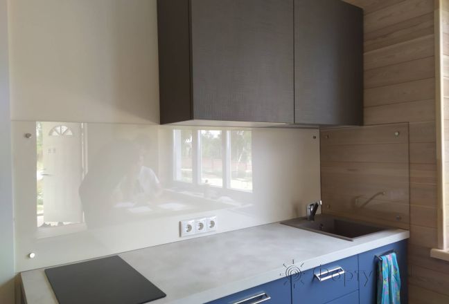 Стеклянная фото панель: прозрачное, заказ #ИНУТ-9894, Синяя кухня.