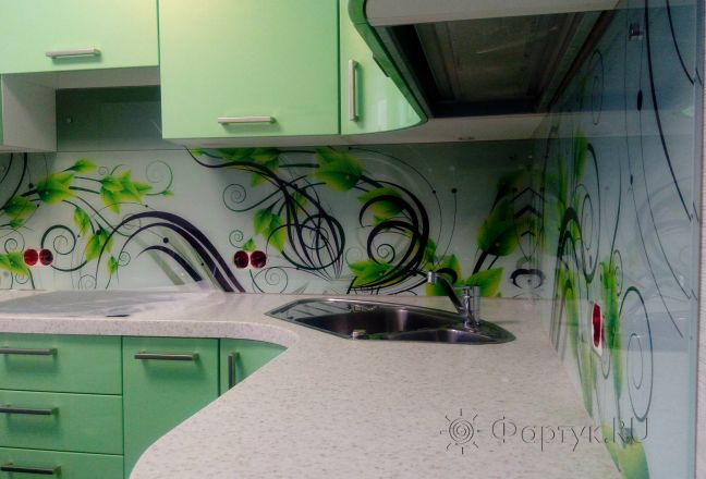 Скинали для кухни фото: растительные узоры, заказ #ИНУТ-856, Зеленая кухня. Изображение 208352