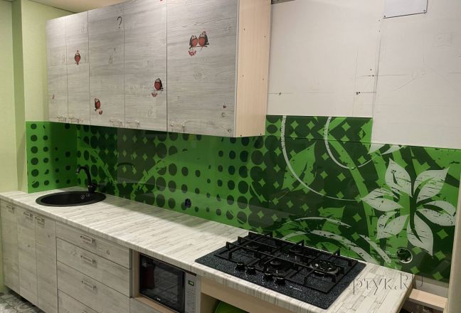 Стеновая панель фото: растительные узоры, заказ #КРУТ-3714, Серая кухня. Изображение 235102