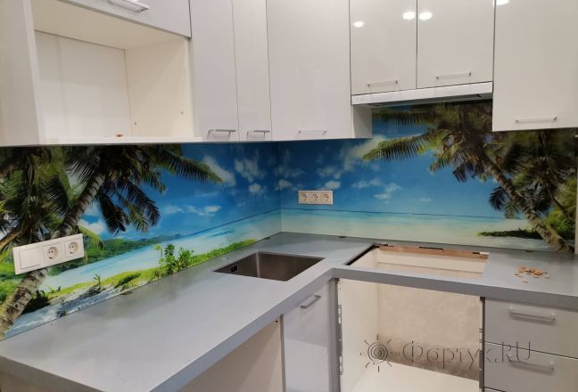 Стеновая панель фото: райский остров, заказ #ИНУТ-14243, Серая кухня. Изображение 206592