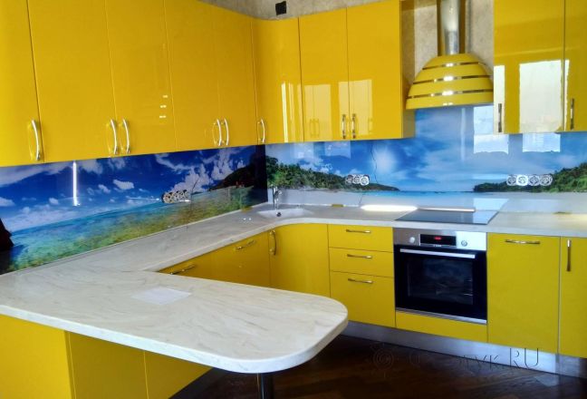 Скинали для кухни фото: райское местечко, заказ #ИНУТ-2890, Желтая кухня. Изображение 201344
