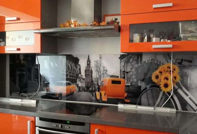 Фартук стекло фото: ретро-коллаж, заказ #ИНУТ-1824, Оранжевая кухня. Изображение 185946