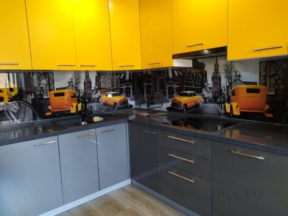 Скинали для кухни фото: ретро-коллаж, заказ #ИНУТ-6186, Желтая кухня.