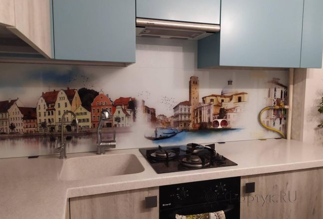Фартук с фотопечатью фото: рисованная венеция, заказ #ИНУТ-5058, Коричневая кухня. Изображение 186970