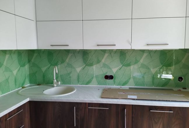 Фартук с фотопечатью фото: рисованные листья, заказ #ИНУТ-6137, Коричневая кухня.