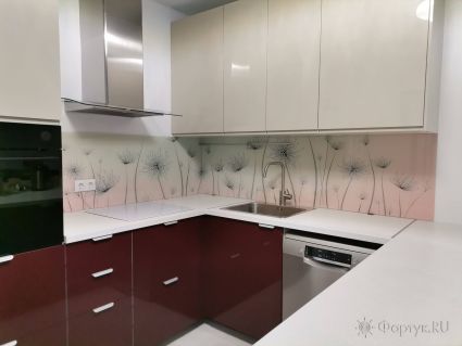 Скинали фото: рисованные одуванчики, заказ #ИНУТ-11137, Красная кухня.