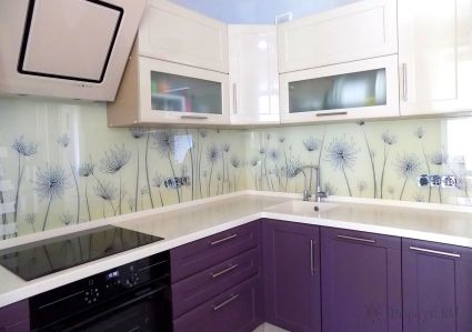 Фартук фото: рисованные одуванчики, заказ #УТ-572, Фиолетовая кухня.
