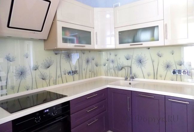 Фартук фото: рисованные одуванчики, заказ #УТ-572, Фиолетовая кухня. Изображение 110416