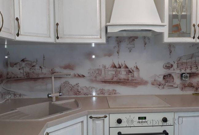 Фартук для кухни фото: рисованный коллаж, заказ #ИНУТ-2868, Белая кухня. Изображение 208476
