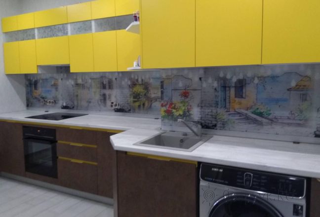 Скинали для кухни фото: рисованный коллаж, заказ #ИНУТ-5264, Желтая кухня. Изображение 199584