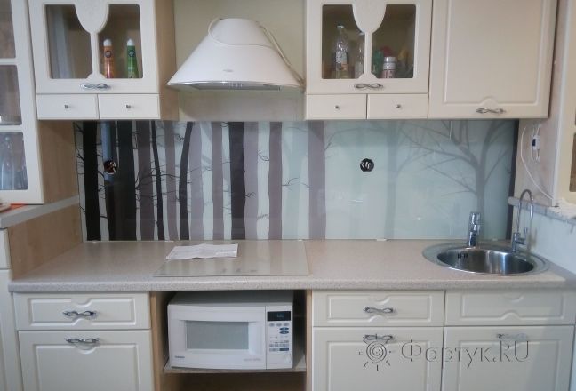 Фартук для кухни фото: рисованный лис, заказ #КРУТ-722, Белая кухня. Изображение 208666