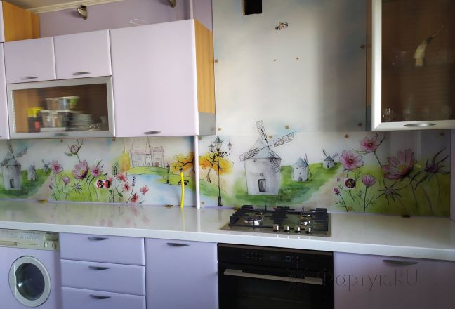 Фартук фото: рисованный пейзаж, заказ #ИНУТ-7002, Фиолетовая кухня. Изображение 208576