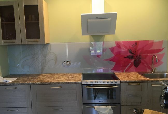 Стеновая панель фото: рисованный цветок, заказ #КРУТ-787, Серая кухня. Изображение 230392