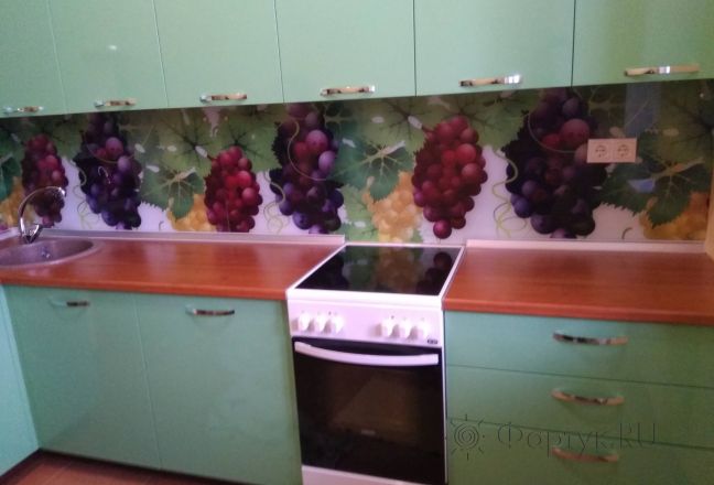 Скинали для кухни фото: рисованный виноград , заказ #ИНУТ-3899, Зеленая кухня. Изображение 253226