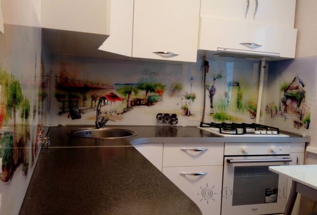 Фартук для кухни фото: рисунки акварелью, заказ #ИНУТ-415, Белая кухня. Изображение 208706