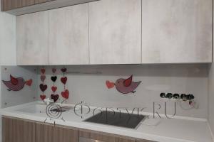 Фартук с фотопечатью фото: рисунок птичка и сердечки, заказ #ИНУТ-8571, Коричневая кухня.