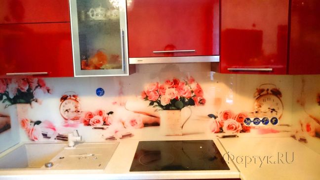 Скинали фото: розы, заказ #УТ-2166, Красная кухня.
