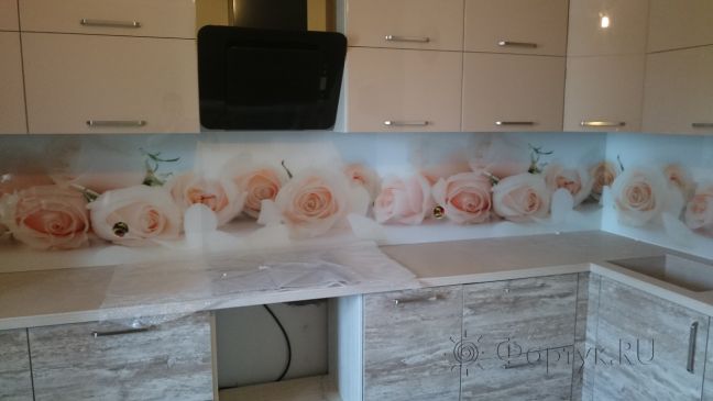 Фартук с фотопечатью фото: розы, заказ #КРУТ-048, Коричневая кухня.