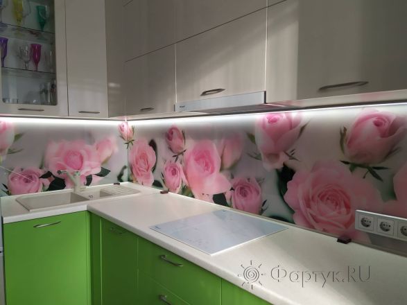 Скинали для кухни фото: розы, заказ #ИНУТ-11337, Зеленая кухня.