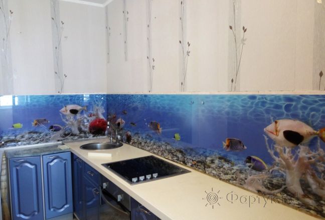 Стеклянная фото панель: рыбы, заказ #ГМУТ-424, Синяя кухня. Изображение 113346