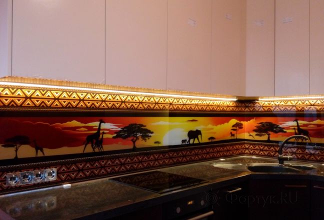Фартук с фотопечатью фото: сафари, заказ #ГМУТ-263, Коричневая кухня.