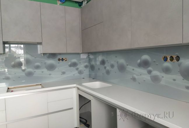 Стеновая панель фото: серо- белые круги и волны, заказ #ИНУТ-11971, Серая кухня. Изображение 247140