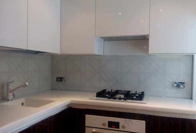 Фартук для кухни фото: серые линии, заказ #ИНУТ-867, Белая кухня.