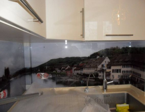 Стеновая панель фото: северная швейцария , заказ #УТ-221, Серая кухня.