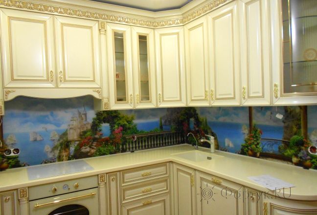 Скинали для кухни фото: сказочный пейзаж, заказ #УТ-1671, Желтая кухня.