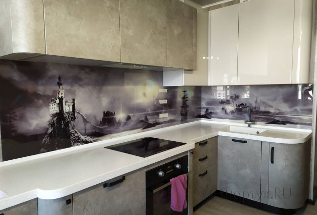 Стеновая панель фото: сказочный пейзаж, заказ #ИНУТ-4058, Серая кухня. Изображение 200876