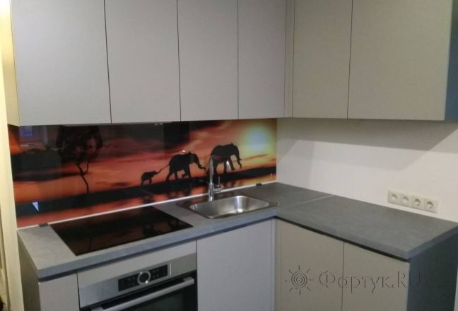 Стеновая панель фото: слоны, заказ #ИНУТ-5432, Серая кухня. Изображение 113468