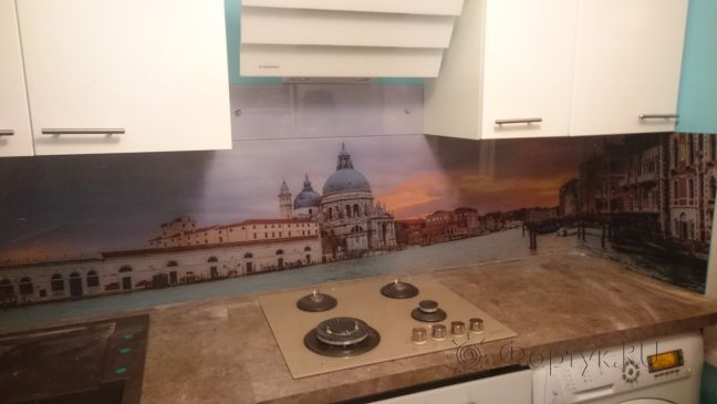Фартук для кухни фото: собор в венеции на закате, заказ #УТ-1623, Белая кухня.