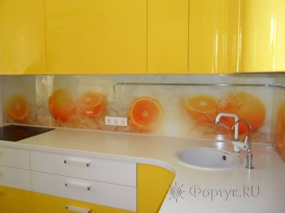 Скинали для кухни фото: сочные апельсины., заказ #S-1301, Желтая кухня.